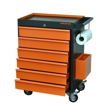 Imagem de Conjunto Bancada Para Ferramentas 200cm Carro De Ferramentas Profissional 6 Gavetas Presto Laranja