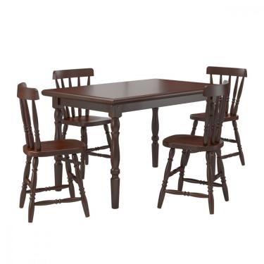 Imagem de Mesa De Jantar Com 4 Cadeiras Madeira Castanho Piratini Castanho