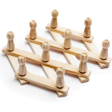 Imagem de Kit 2 Cabideiros Sanfonado de Madeira 10 Pinos Retratil e Ajustavel Multifuncional Parede Porta