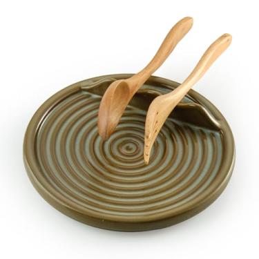 Imagem de KOKUNKA Suporte Para Colheres, Descanso De Cerâmica Fogão, Grande Espátula Cozinha, Concha Café Bancada Espátula, Colheres Ou Pinças, Verde