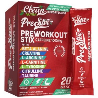 Imagem de Pó pré-treino Stix Clean Nutraceuticals Pre Stix 20ct