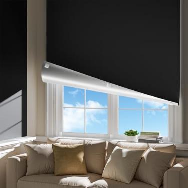 Imagem de Cortinas blackout portáteis para quarto, fácil instalação, persianas blecaute sem perfuração para janelas internas com fitas de gancho e laço atualizadas, capa de janela 100% blackout para berçário