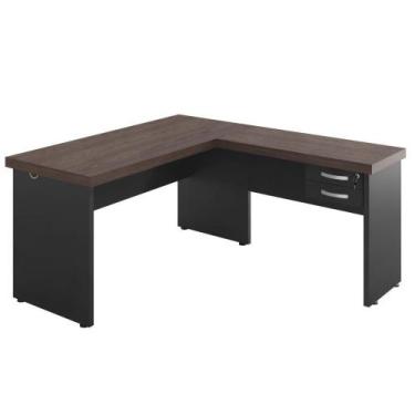 Imagem de Mesa em L 2 Gavetas Studio Freijo Preto - CASA H
