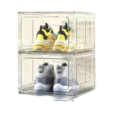 Imagem de Conjunto De Organizadores De Sapatos Empilháveis De Plástico Transpare