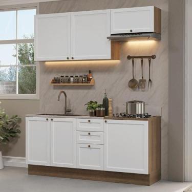 Imagem de Armário de Cozinha Compacta 180 cm Vik Madesa 01, Rustic/Branco