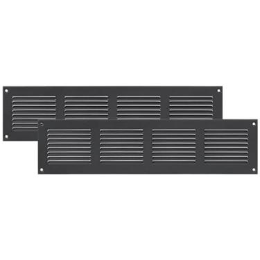 Imagem de Vent Systems Capa de ventilação antracite, 40 cm x 10 cm, grelha de retorno de ar de metal com tela de proteção contra pragas embutida, cobertura de ventilação HVAC para melhoria da casa, cobertura de