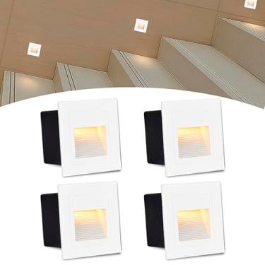 Imagem de 4 Balizador Para Escada Embutir Parede Branco Led 3000K Zan08