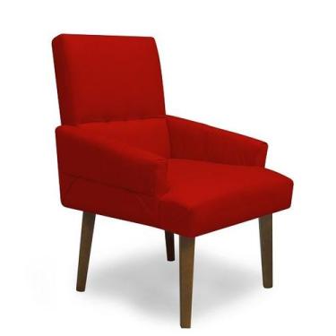 Imagem de Poltrona Cadeira Decorativa Sala de Jantar Itália Suede Vermelho - Cas