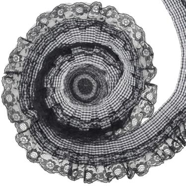 Imagem de GORGECRAFT 5 jardas preto xadrez plissado chiffon reunido guarnição de renda 2,5 polegadas tecido guingão organza babados xadrez búfalo bordado apliques fitas de borda para costura DIY vestido roupas