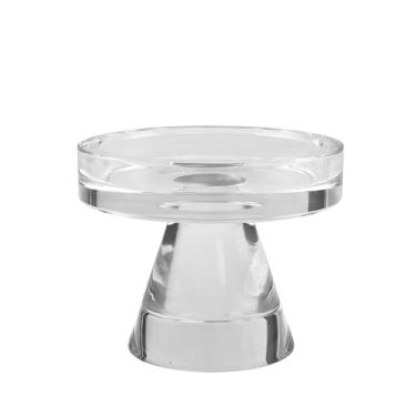 Imagem de Castiçais de cristal cônicos, suporte de vela decorativa de cristal de 7,6 cm de altura para mesa de jantar de casamento