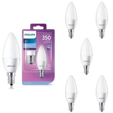 Imagem de 6 Lâmpada Led Vela 3.5w Philips Bivolt 6500k E14/27 350lm