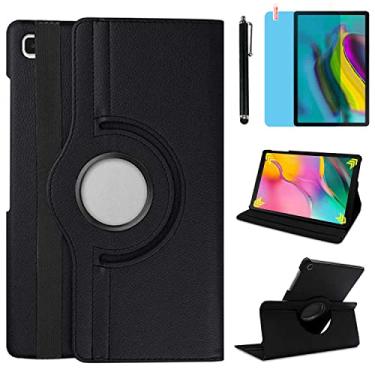 Imagem de Capa para Samsung Galaxy Tab S5e 2019 de 10,5 polegadas (SM-T720 SM-T725) - Suporte giratório de 360 graus, capa protetora completa, caneta Stylus bônus, película de tela (preto)