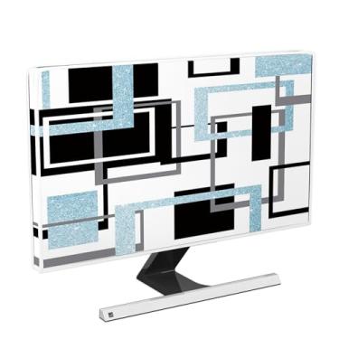 Imagem de Baocicco Capa moderna geométrica à prova d'água para monitor de computador 56, 61, 61 cm, quadrados abstratos, minimalista, capa protetora elegante para iMac de 27 polegadas, PC de 26 a 29 polegadas