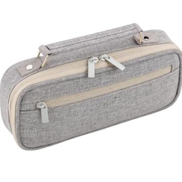 Imagem de Estojo Escolar Grande com Compartimentos, Bolsa Organizadora para Material de Escritório, Estojo Liso Com 2 Divisórias C/alça Box Necessaire Escolar, (CINZA)