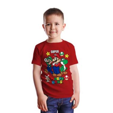 Imagem de Camiseta Super Mario Bross Infantil - Glev.Conceito, G, Vermelho