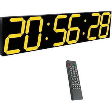 Imagem de Relógio De Parede Digital Led De 27 Polegadas, Brilho De 8 Níveis, Dimmer Automático, Alarme, Calendário, Termômetro, Controle Remoto, Para Academia De Cafeteria De Armazém Indust, Blue