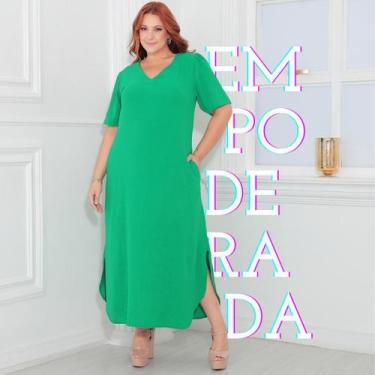 Imagem de Vestido Longo Plus Size Curvy Manga Curta Large Tendência - Lia Rosa, 