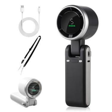 Imagem de Ventilador turbo portátil portátil, ventiladores portáteis dobráveis de 5 velocidades, ventiladores elétricos recarregáveis de alta velocidade, mini ventilador de resfriamento de gelo 3 em 1 para mão