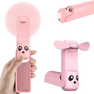 Imagem de rndecuck Mini ventilador portátil recarregável, ventiladores de bolso portáteis 3 em 1 com bateria e lanterna embutidas, ventilador de resfriamento pessoal ultracompacto para viagens, escritório