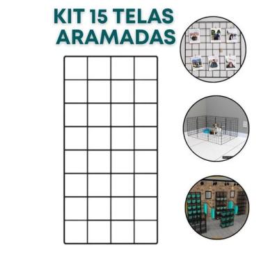 Imagem de Kit 15 Telas Aramada 20x40cm Painel Home Office Mural Recados Planejam