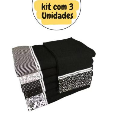Imagem de Pano De Prato Pé De Galinha Minimalista Top de Linha kit de 3 Unidades