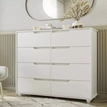 Imagem de Cômoda 8 Gavetas Doble Albatroz Móveis - 2 Cores - MoveBrinque