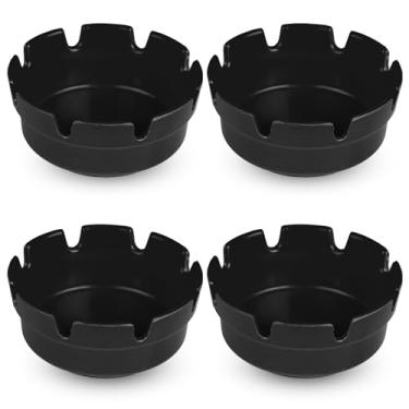Imagem de 4 cinzeiros de plástico preto para fumantes, cinzeiro empilhável de mesa com 8 compartimentos de suporte, cinzeiros para uso ao ar livre, interior, casa, pátio, escritório, hotel, bar, restaurante