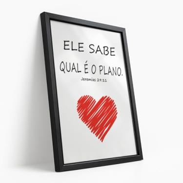 Imagem de Quadro Decorativo Jeremias 29:11 Com Moldura Versículo Bíblia Fé Cristão Esperança Frase Amor Coração Religião Espiritual Deus Promessa Luz