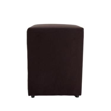 Imagem de Puff Decorativo Cubo Grande, 45x34x34cm, Estrutura em Madeira, Revestimento em Suede, para Sala, Quarto, Escritório (Marrom, Grande)
