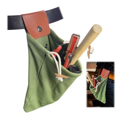 Imagem de Bolsa de ferramentas com clipe de cinto e laço, pequeno organizador de bolso utilitário para ferramentas e parafusos, bolsa de trabalho de lona durável para eletricista encanador carpinteiro (verde)