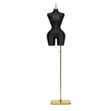 Imagem de Manequim feminino com base quadrada, torso de manequim europeu e americano plus size com altura ajustável, expositor de roupas(Black)