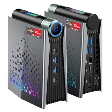 Imagem de ACEMAGICIAN Mini PC para jogos Ryzen 9 6900HX - AMD Radeon 680M 32GB DDR5 512GB NVMe SSD, mini computadores RGB Lights | WiFi6 | BT5.2 | Dual Channel | Mini Desktop de 3 modos | Até 4,9 GHz