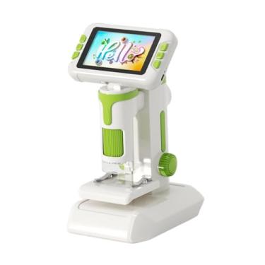 Imagem de Kokiya Microscópio portátil para crianças, experimento de biologia interativo e recarregável, auxílio para ensino, lupa para áreas externas para meninos e, Verde