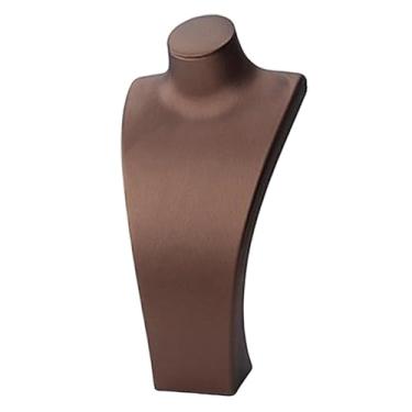 Imagem de simhoa Suporte para exibição de busto de colar, suporte para manequim de colar, decoração elegante, presente para loja de venda para mulheres, organizador de, Marrom, 18.5 Cm X 10 Cm X 40