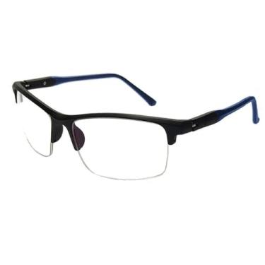 Imagem de Armação De Oculos Para Grau Esportivo Masculino Fio De Nylon (PRETO-AZUL)