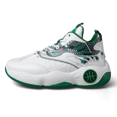 Imagem de Novetra Botas de treinamento esportivas práticas para tênis de basquete masculino de cano alto antiderrapante(Green-b,38 BR)
