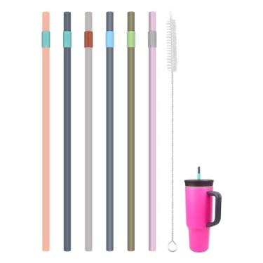 Imagem de KLOWOAH Canudos de substituição para copo Owala de 1,134 g, 6 cores com 1 pincel (pacote com 6 para 1,134 g)