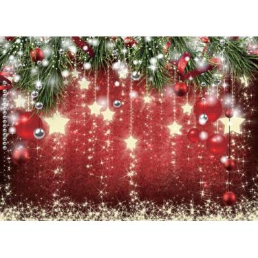 Imagem de Tema de bola vermelha de Natal SJOLOON de fundo 3x2,4m