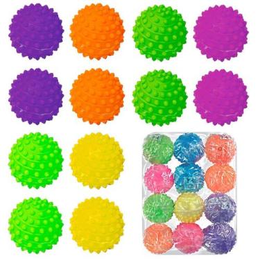 Imagem de Kit 12 Bola Brinquedo Resistente Anti Stress Com Cravos Para Cachorro 