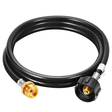 Imagem de GasSaf Mangueira de propano de 1,8 m, mangueira adaptadora de propano, conversor de 5 kg a 9 kg, mangueira de tanque de propano adequada para churrasqueiras Weber Q, chapa Blackstone, fogões Coleman