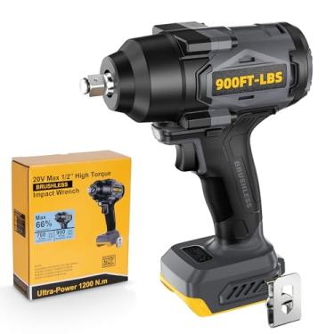 Imagem de Neareen Chave de impacto sem fio de 1,2 cm sem escova, compatível com baterias DeWAL 20V MAX, torque alto de 3 velocidades, tecnologia de torque constante, apenas ferramenta - bateria e carregador não