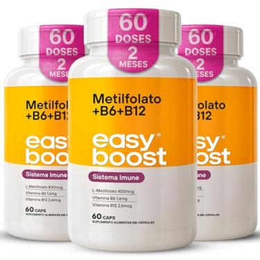 Imagem de L-metilfolato De Cálcio + Vitamina B6 + Vitamina B12 Easy Boost Kit 3x 60caps total 180caps