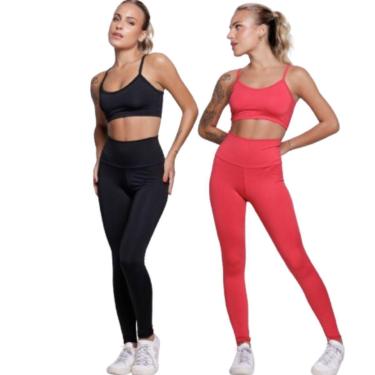 Imagem de KIT 2 Conjunto Top Alça Fina e Calça Suplex Serra e Mar Roupa Para Academia Treino Moda Fitness-Feminino