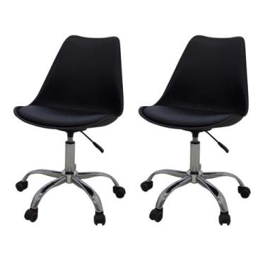 Imagem de Kit 2 Cadeiras Giratórias Office Luísa Rivatti Assento PP Preto Base R