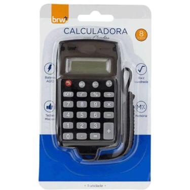 Imagem de Calculadora pequena 8 dígitos com Cordão de Nylon preta esfumaçada bli