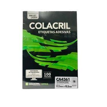Imagem de Etiqueta Colacril CA4361 18 por folha 46,6mmx63,5mm com 100
