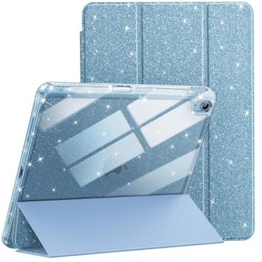 Imagem de JETech Capa Glitter para iPad (A16) 11ª/10ª Geração (2025/2022) com Porta-Pencil, Case Fina e Fofa para Crianças e Meninas, Concha Traseira Transparente e Brilhante (Céu Azul)