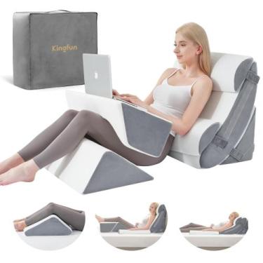 Imagem de Conjunto de travesseiros ortopédicos com cunha Kingfun Memory Foam, 6 