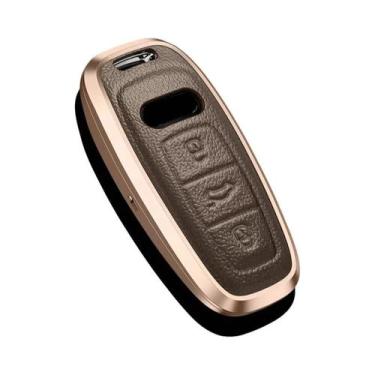 Imagem de Capa De Chave Remota De Carro Em Liga De Alumínio E Couro Para Audi A6