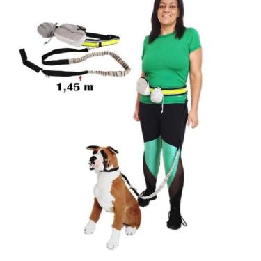 Imagem de Cinto Corrida Guia Pet 1,45m c/ Pochete Hands Free Cachorro - Meu Pet,
